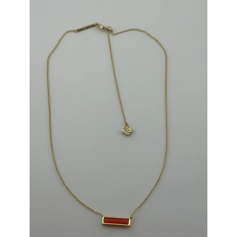 Kendra Scott Paisleigh Gold Tone Necklace Dark Peach Quartz
